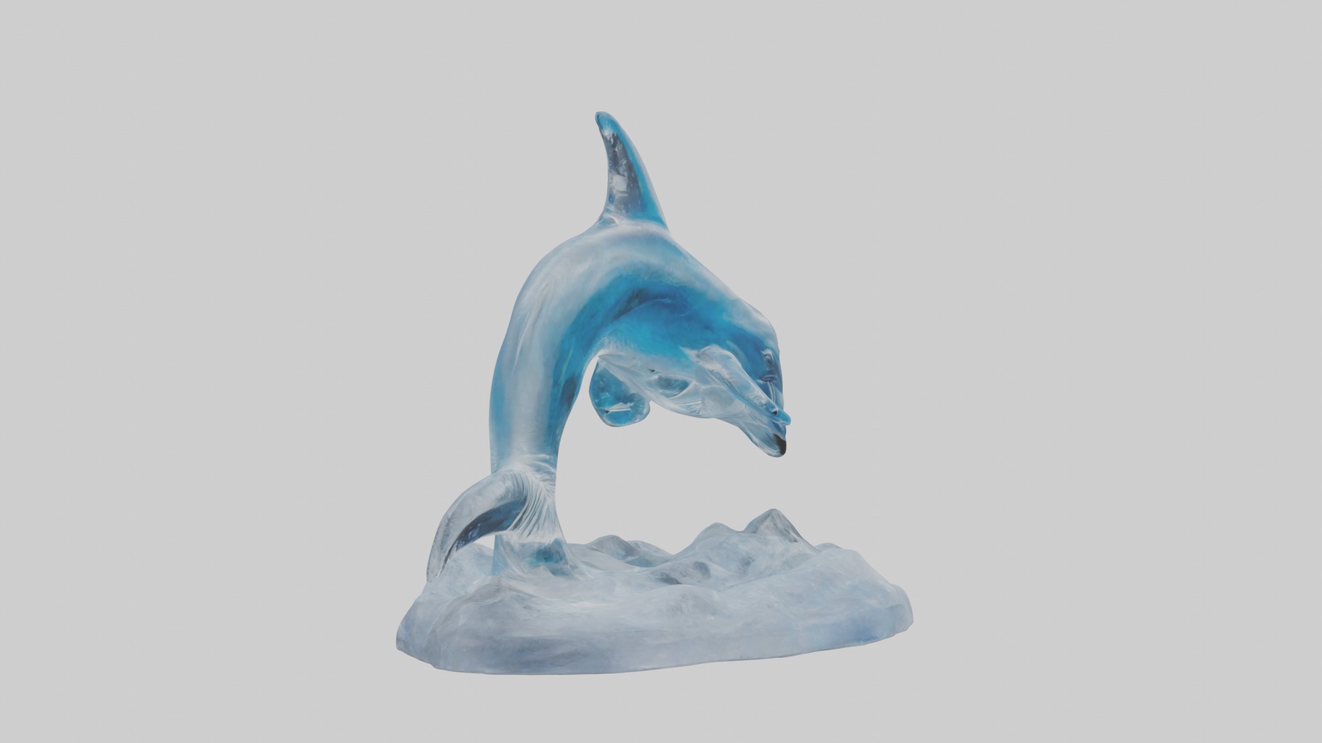 Ice sculpture of a dolphin model Low-poly 3D model_5