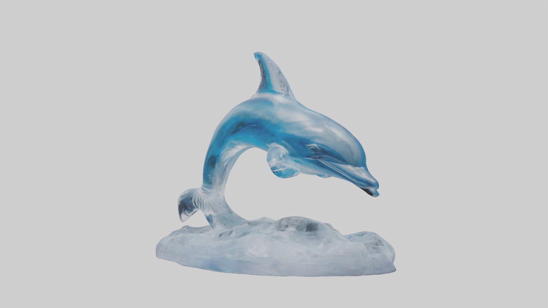 Ice sculpture of a dolphin model Low-poly 3D model_4