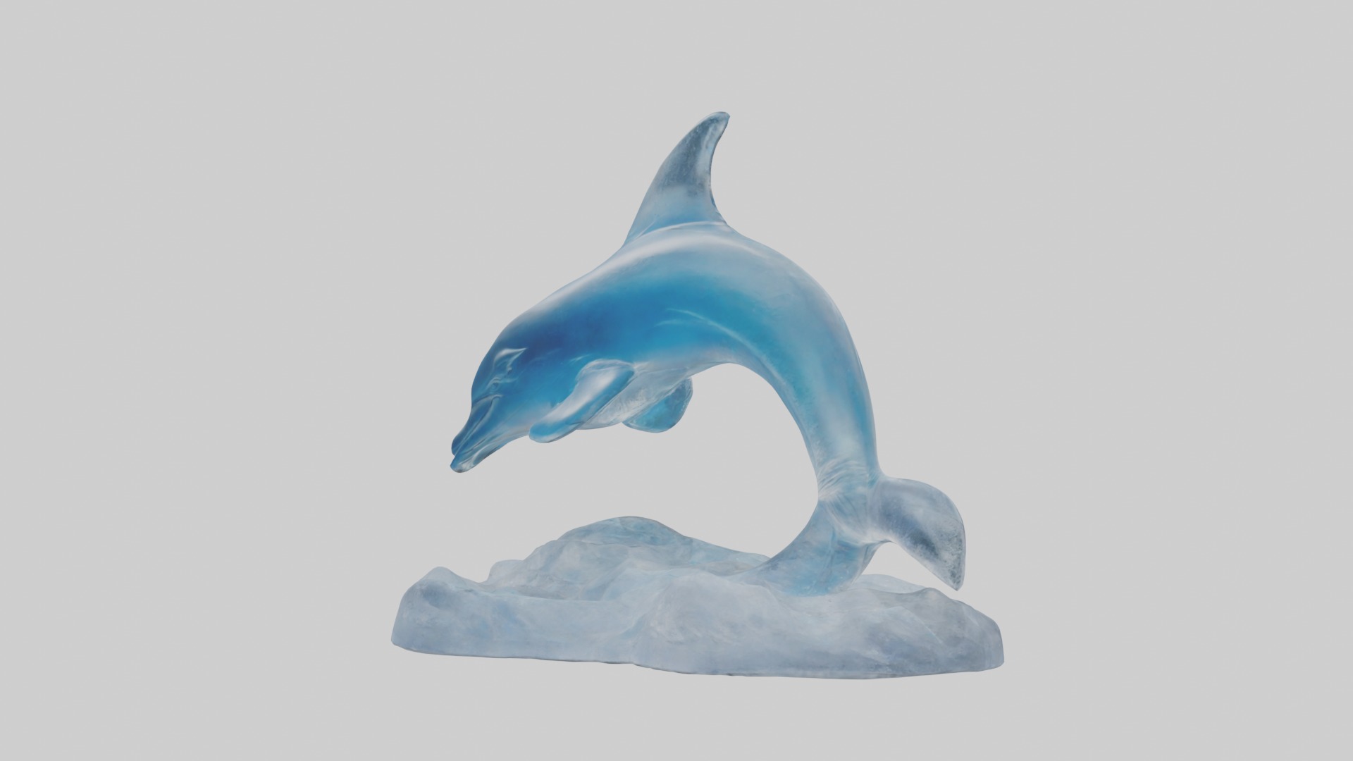 Ice sculpture of a dolphin model Low-poly 3D model_2