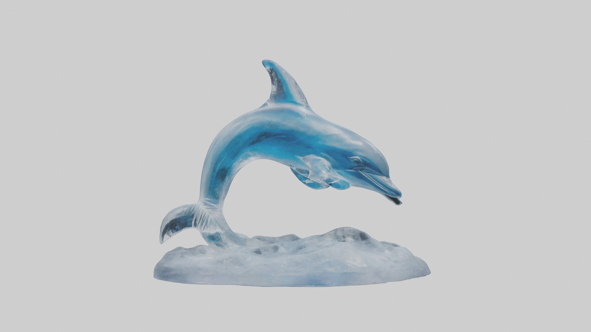 Ice sculpture of a dolphin model Low-poly 3D model_3