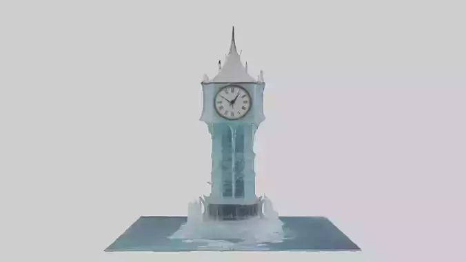 Ice clock tower model Low-poly 3D model