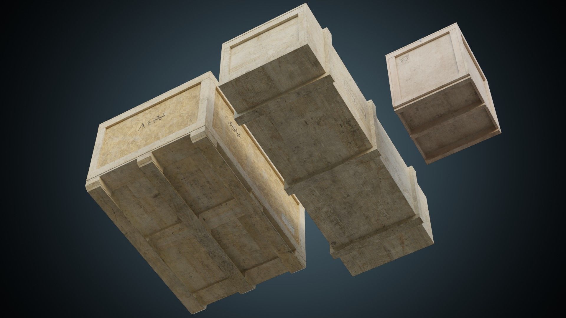 Wooden Crates 1B Low-poly 3D model_7