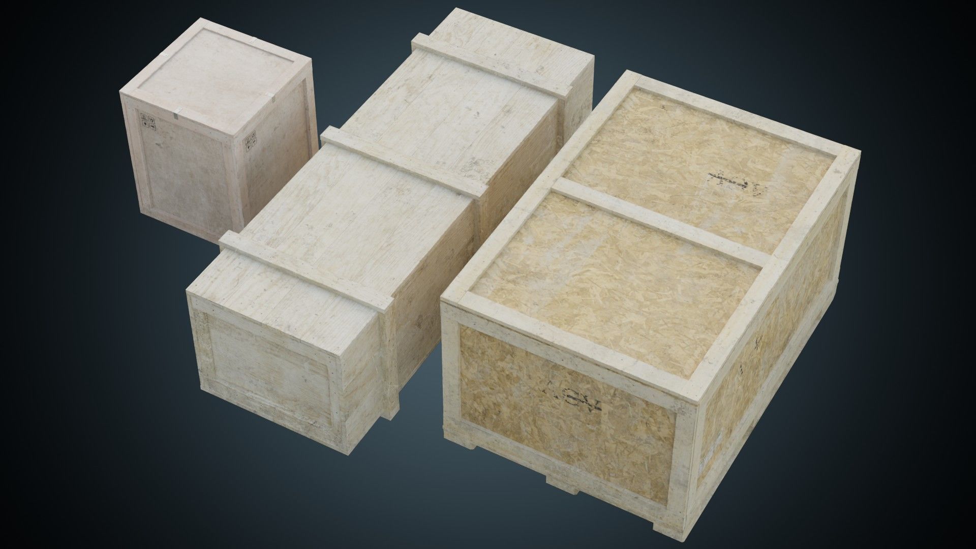 Wooden Crates 1B Low-poly 3D model_5