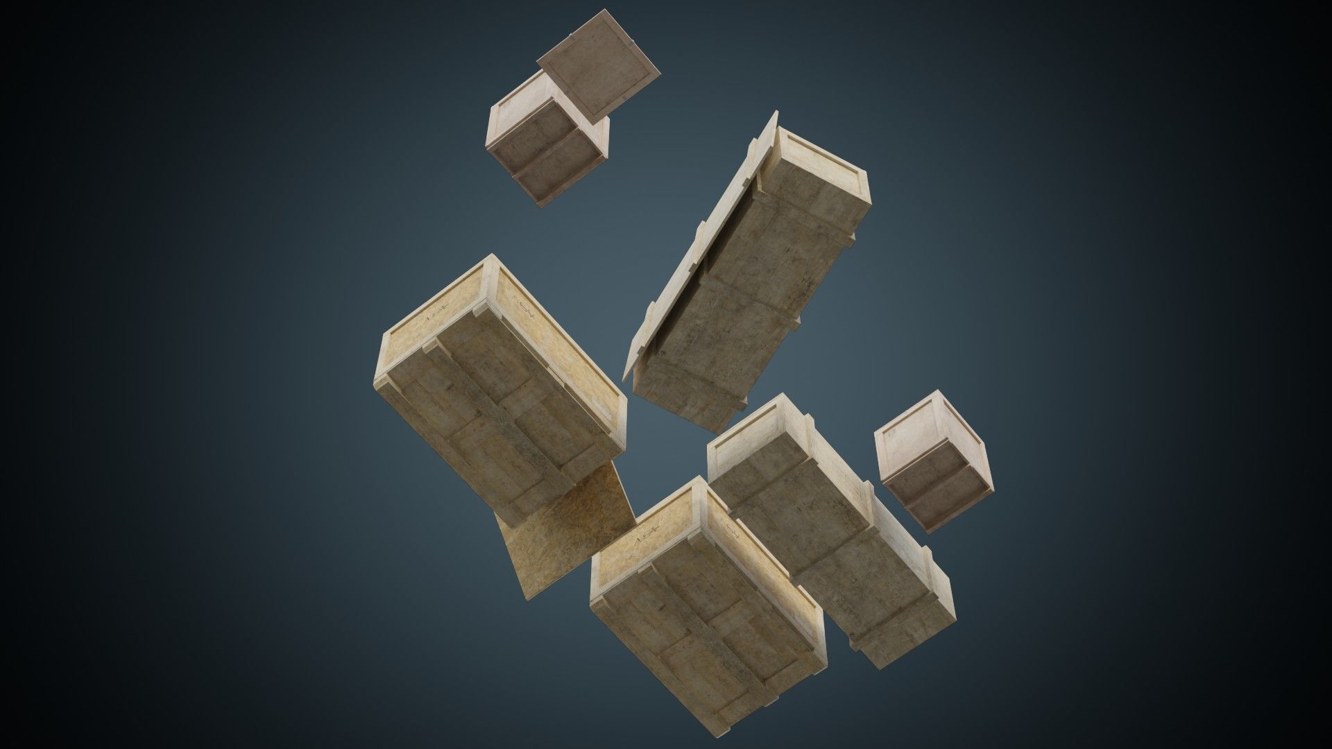 Wooden Crates 1B Low-poly 3D model_2
