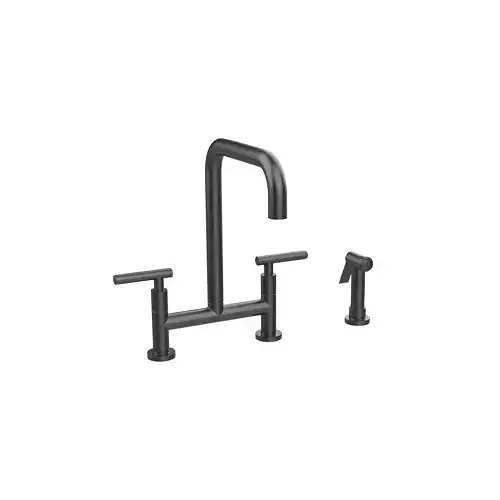 Brasstech East Linear Kitchen Bridge Faucet With Side Spray