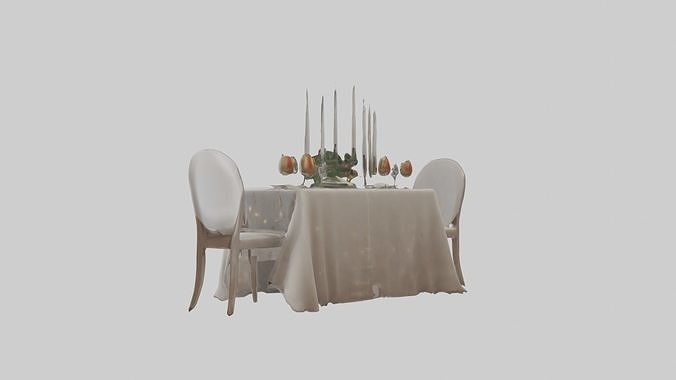 Festive Table Setting Model Low-poly 3D model 2
