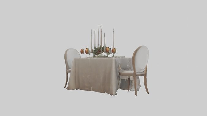 Festive Table Setting Model Low-poly 3D model 3