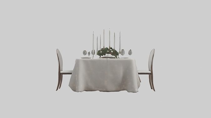 Festive Table Setting Model Low-poly 3D model 4
