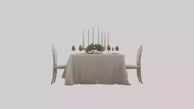 Festive Table Setting Model Low-poly 3D model