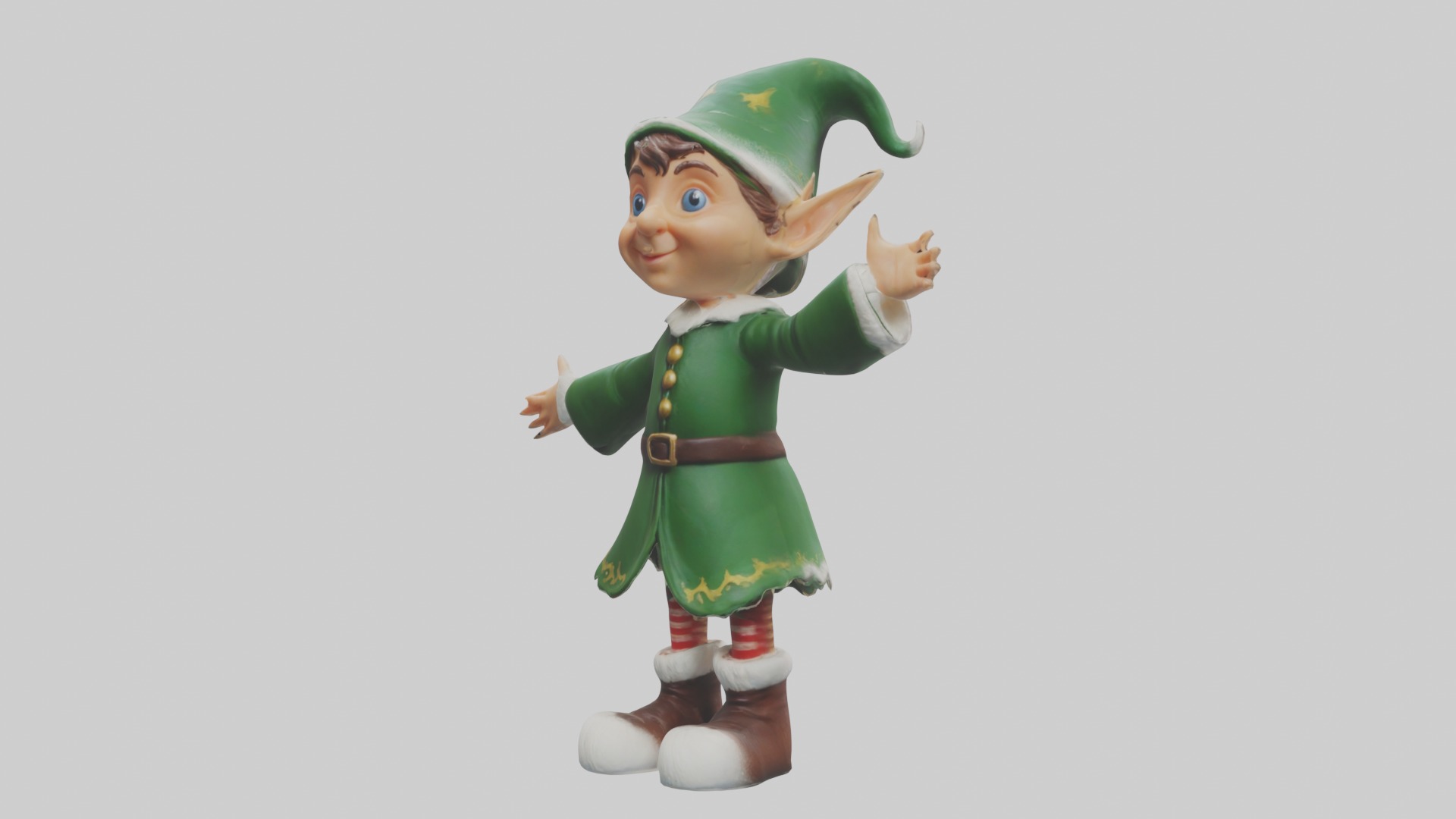 Elf Figurine Model Low-poly 3D model_1