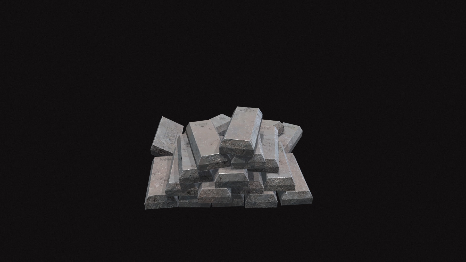 Medieval Iron Ingots Low-poly 3D model_5
