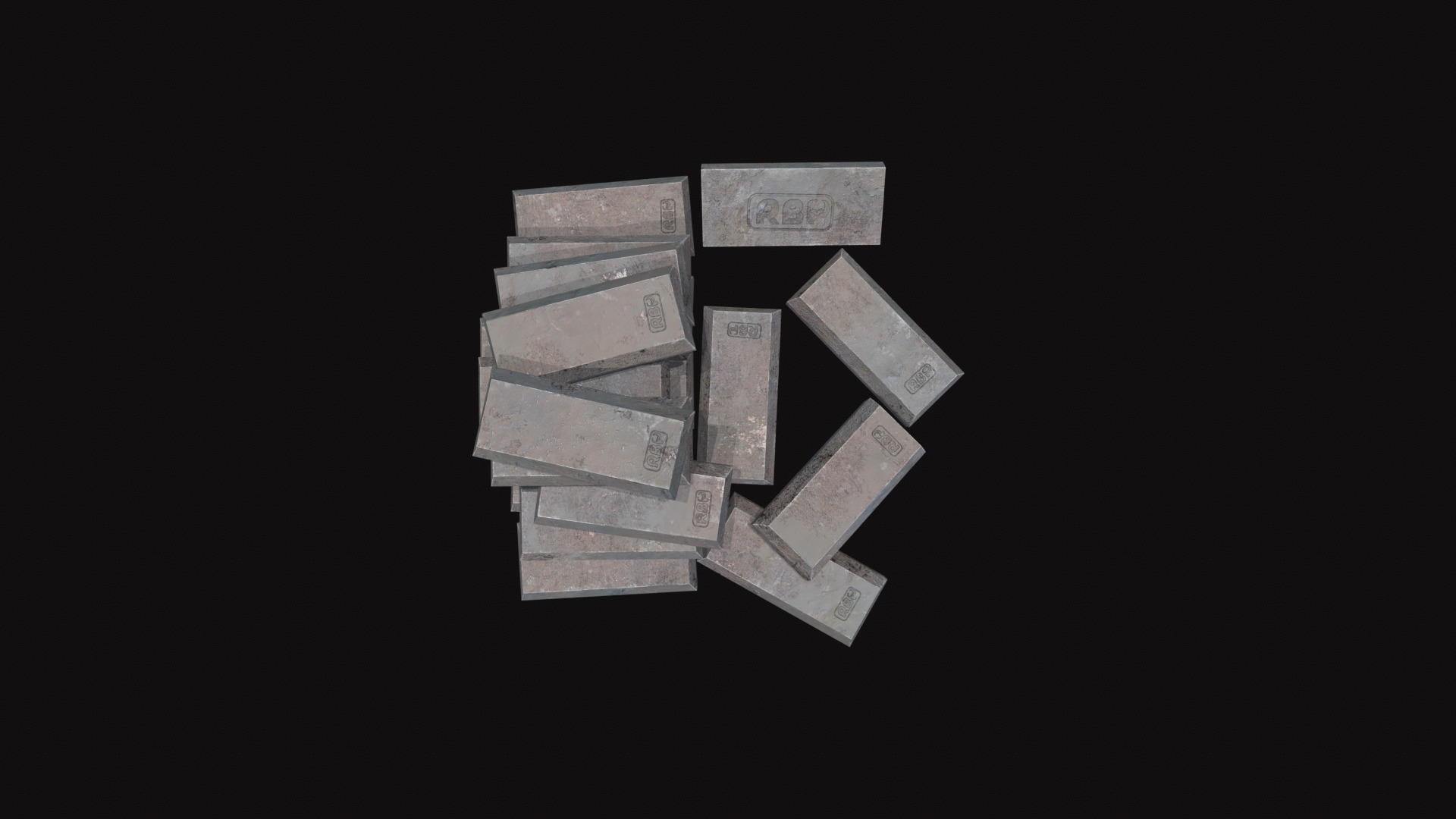 Medieval Iron Ingots Low-poly 3D model_7
