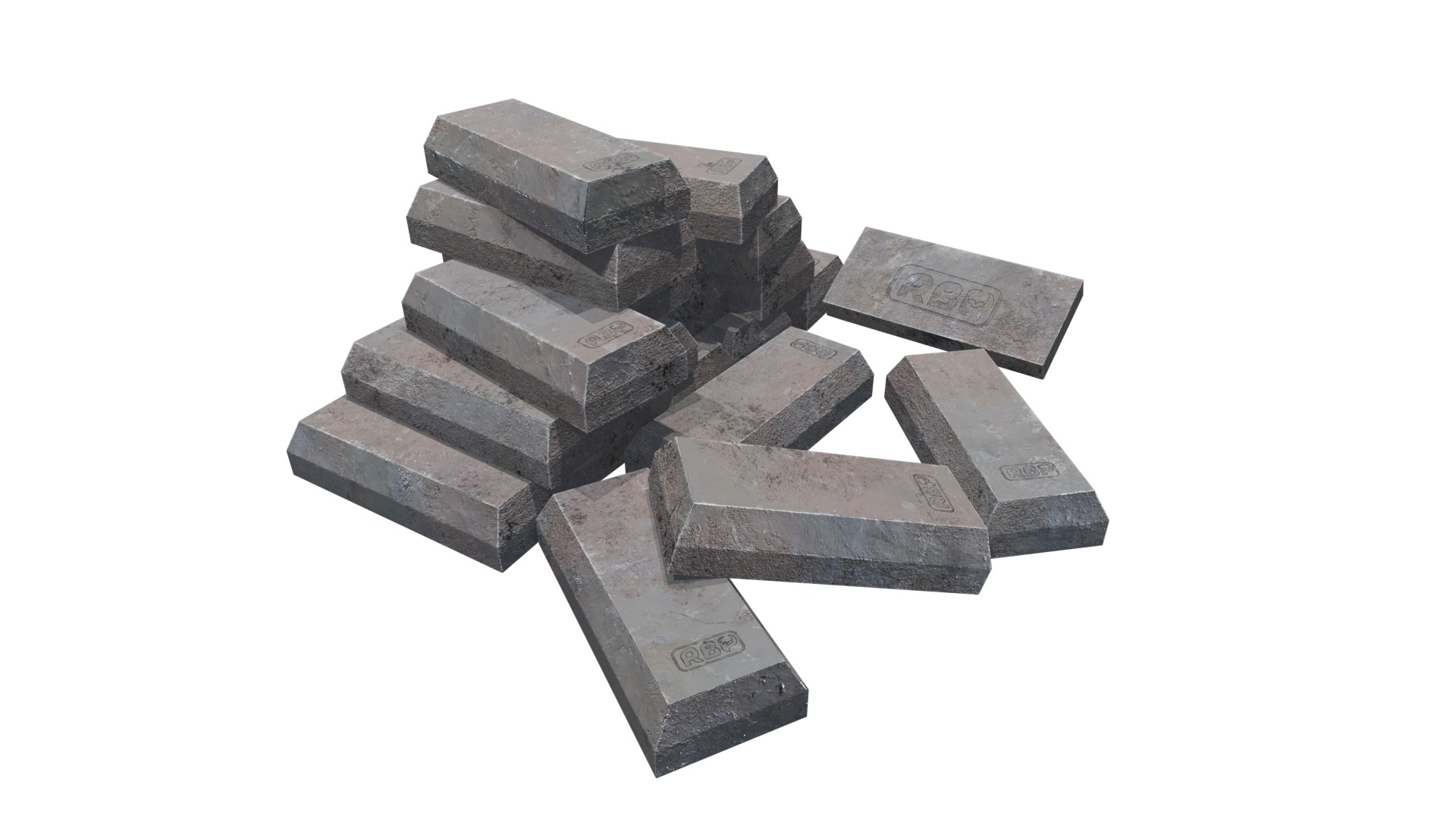 Medieval Iron Ingots Low-poly 3D model_8