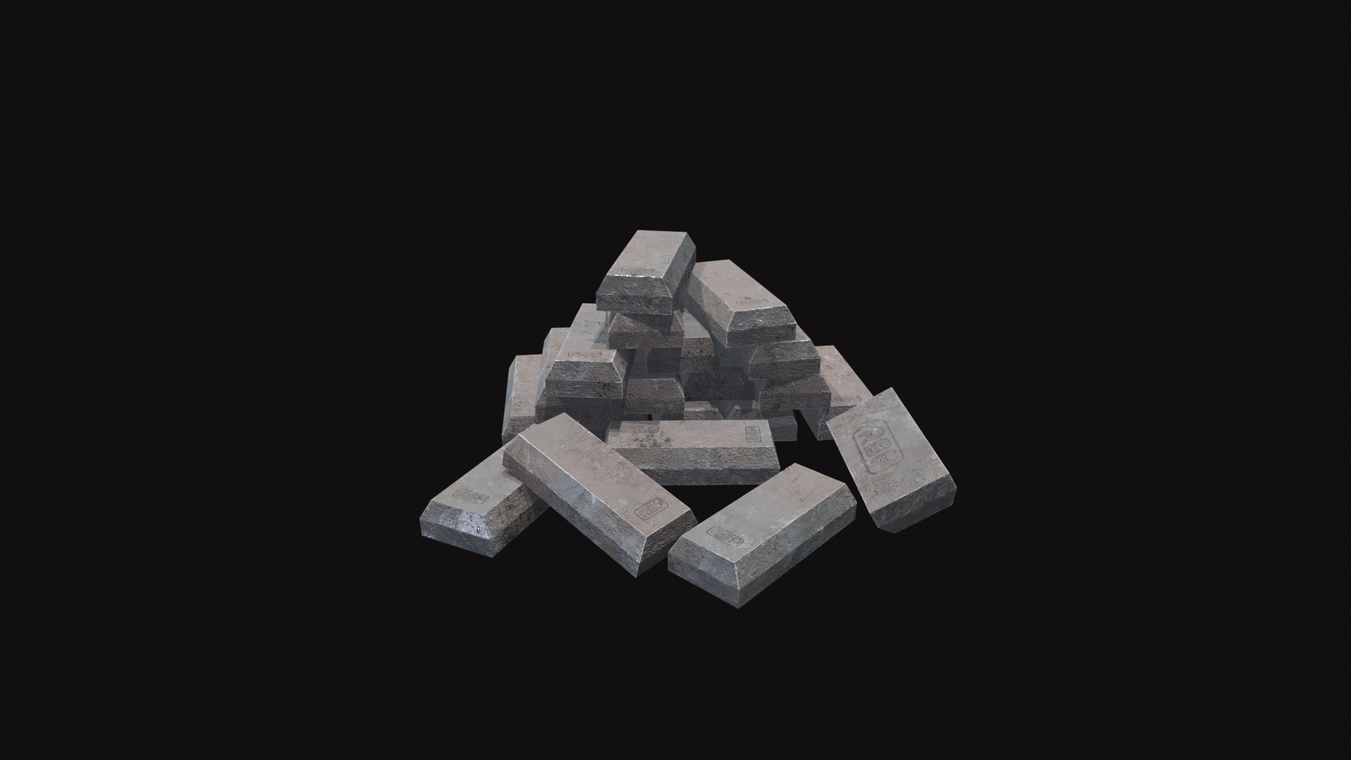 Medieval Iron Ingots Low-poly 3D model_6