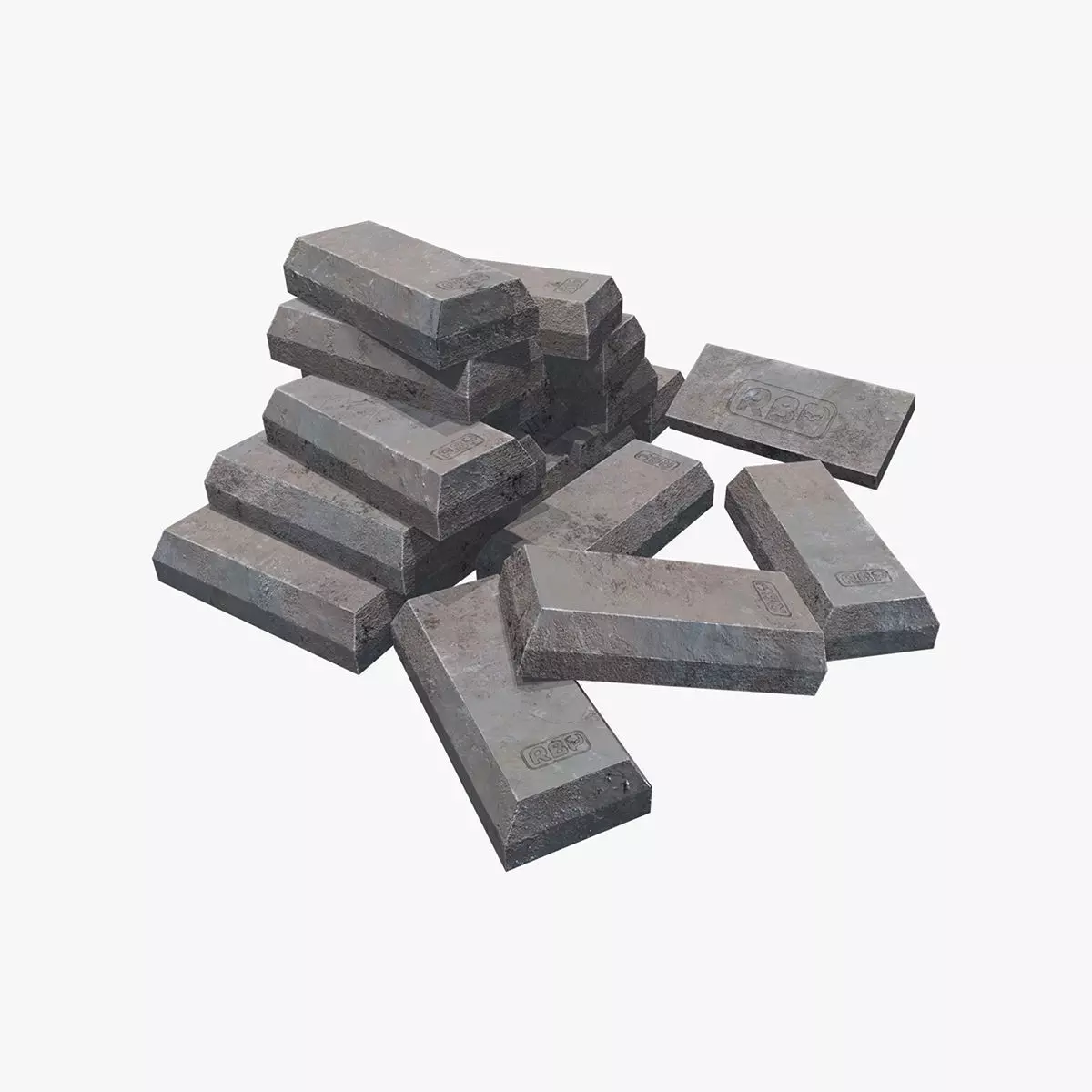 Medieval Iron Ingots Low-poly 3D model_0