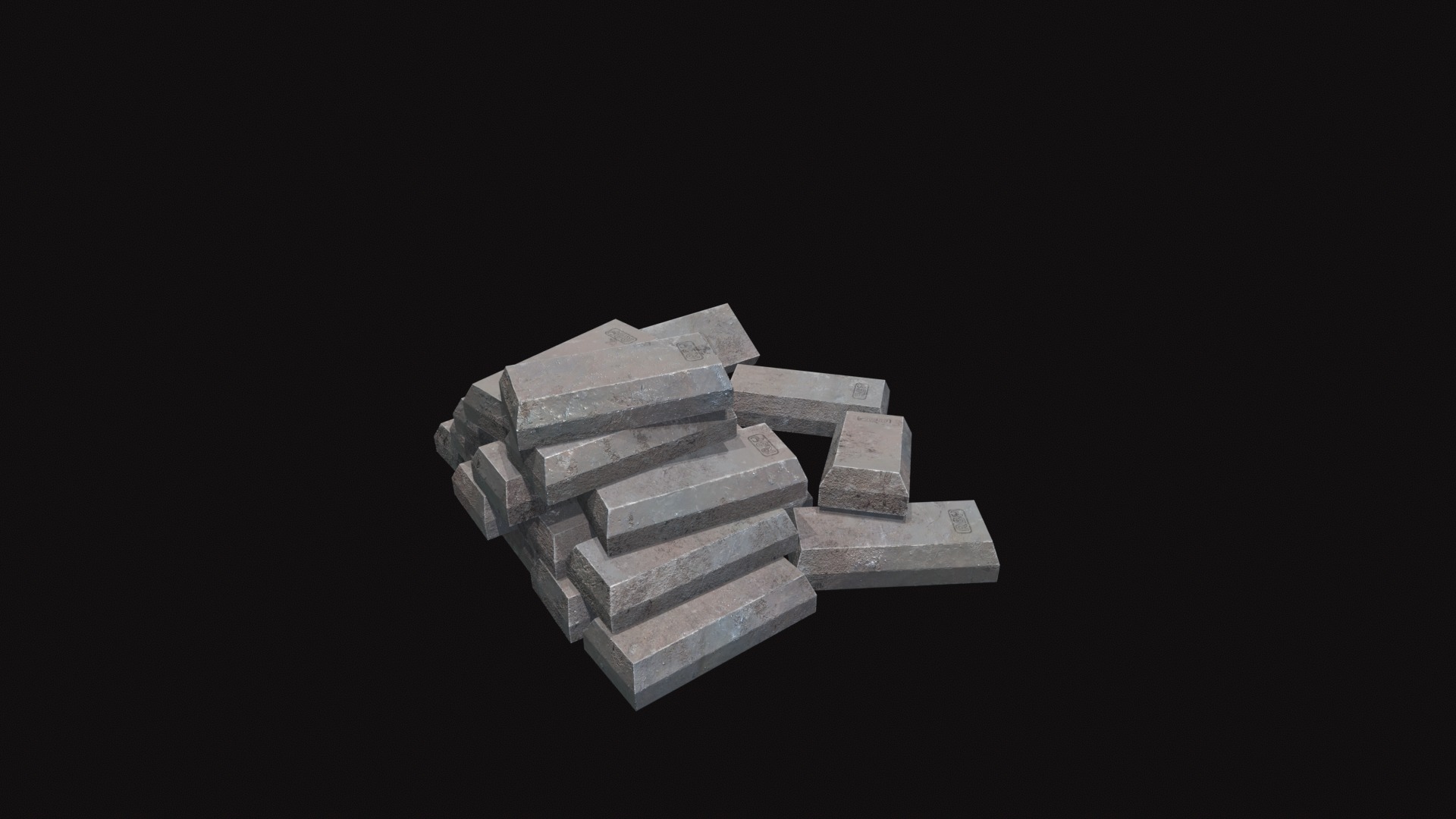 Medieval Iron Ingots Low-poly 3D model_2