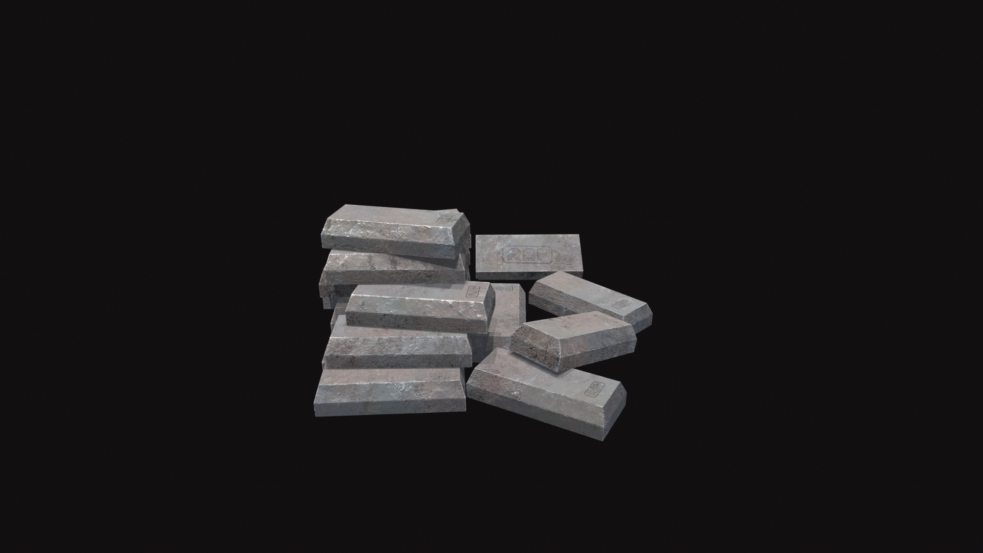 Medieval Iron Ingots Low-poly 3D model_4