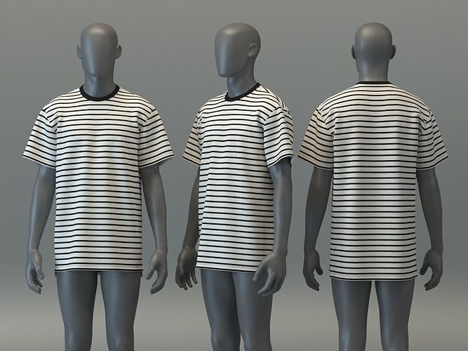 Striped Oversize Tee 3D model