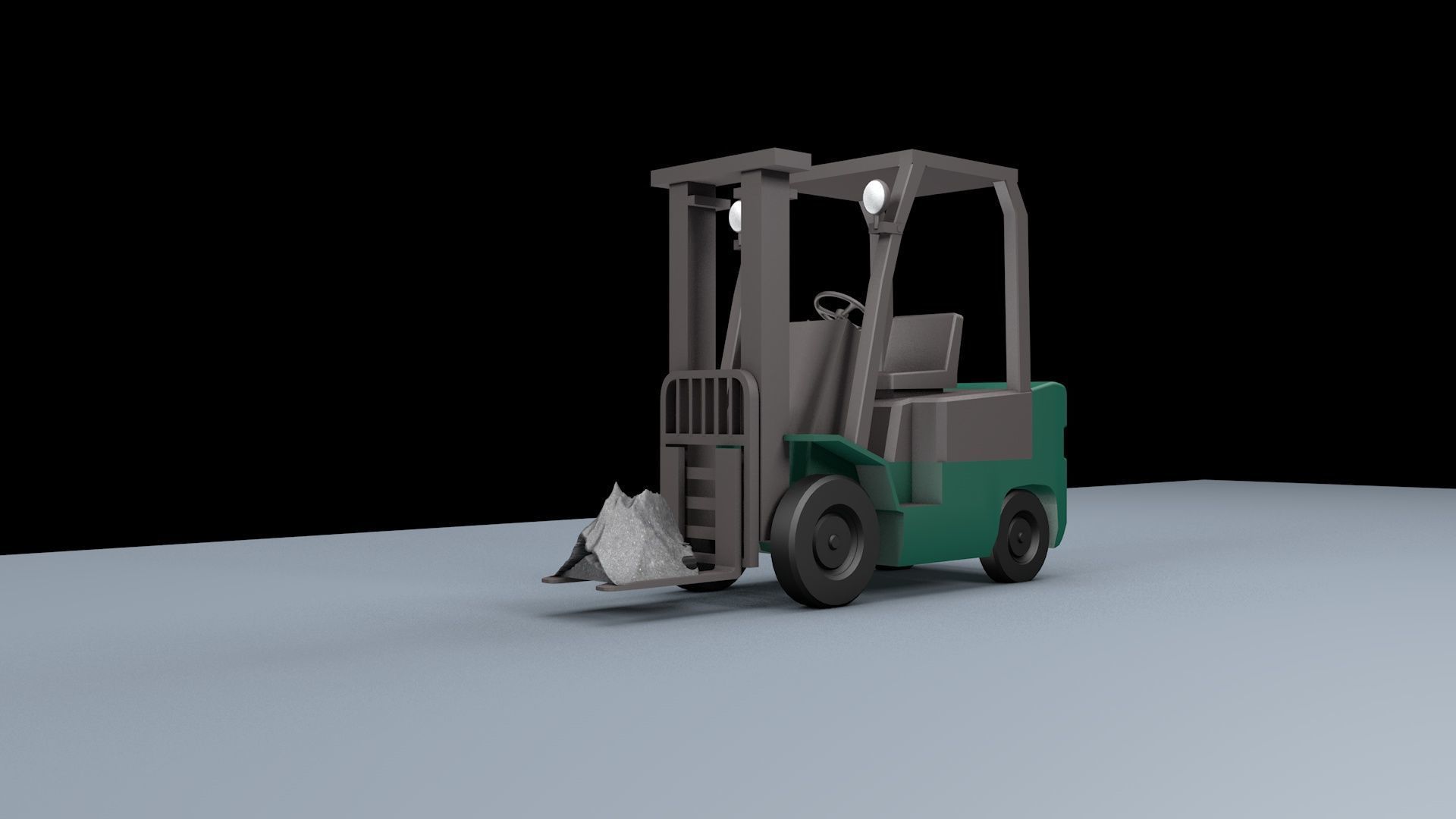 Forklift Low-poly 3D model_1