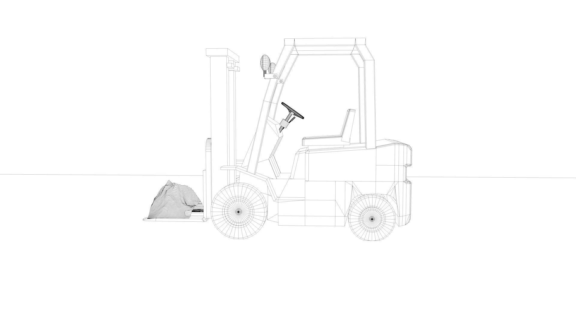 Forklift Low-poly 3D model_6