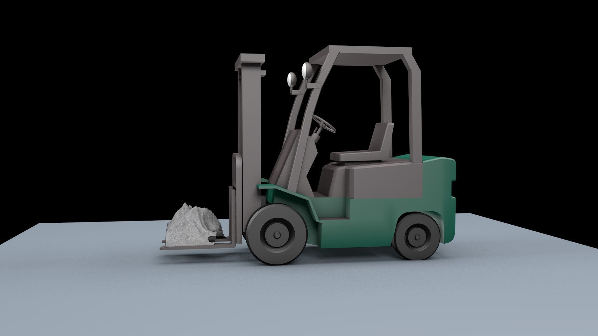 Forklift Low-poly 3D model_5
