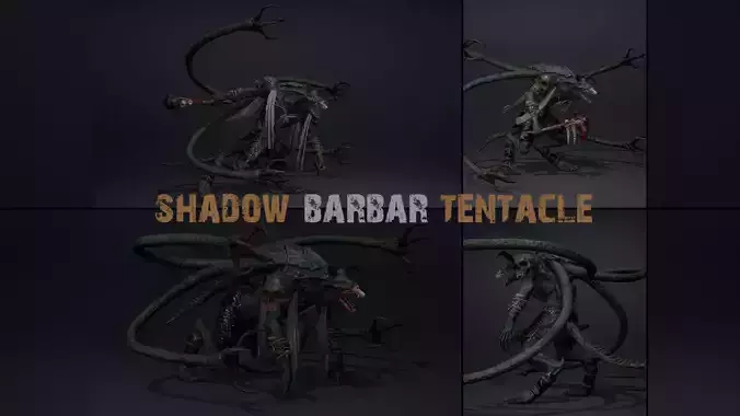 Shadow Barbar Tentacle Low-poly 3D model