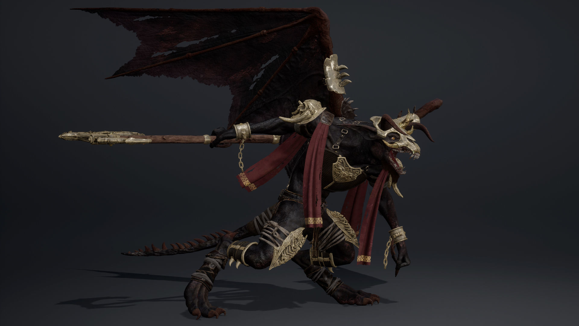 Shadow Barbar ArmWing Low-poly 3D model_14