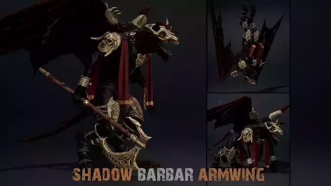 Shadow Barbar ArmWing Low-poly 3D model