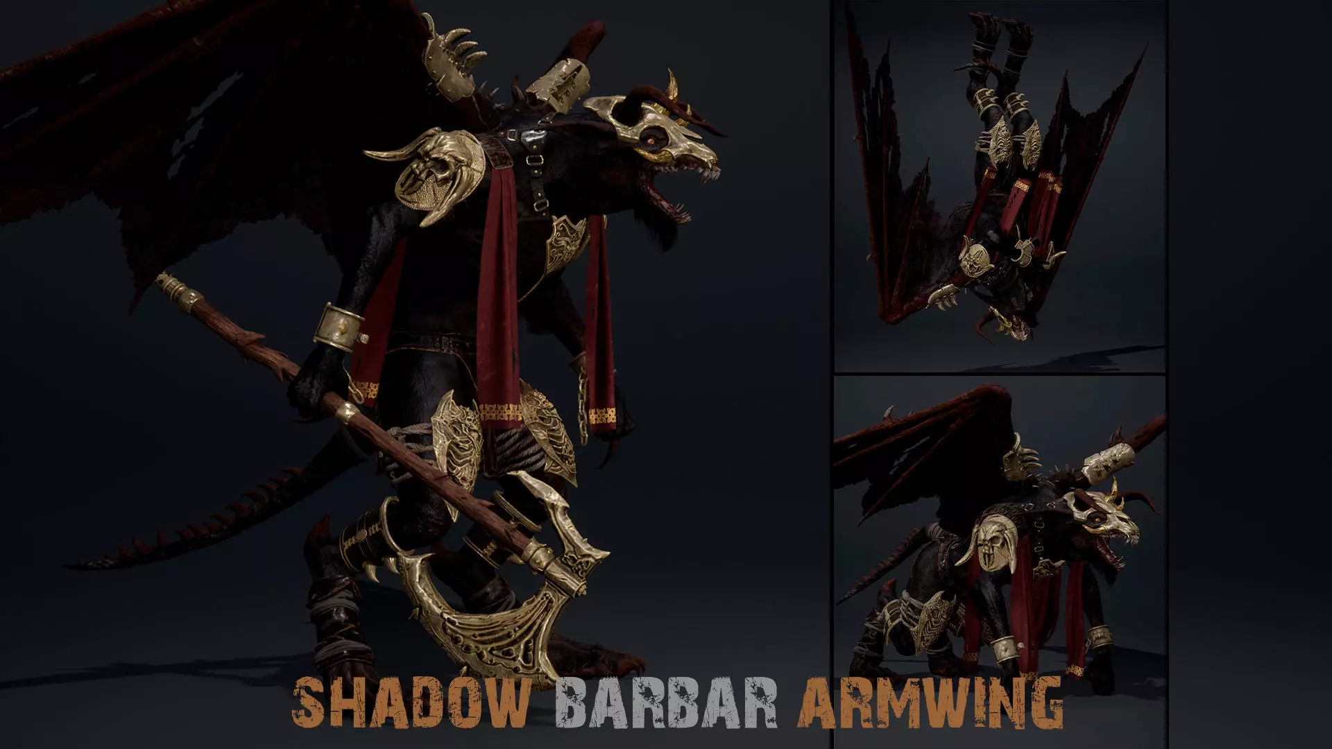 Shadow Barbar ArmWing Low-poly 3D model_0