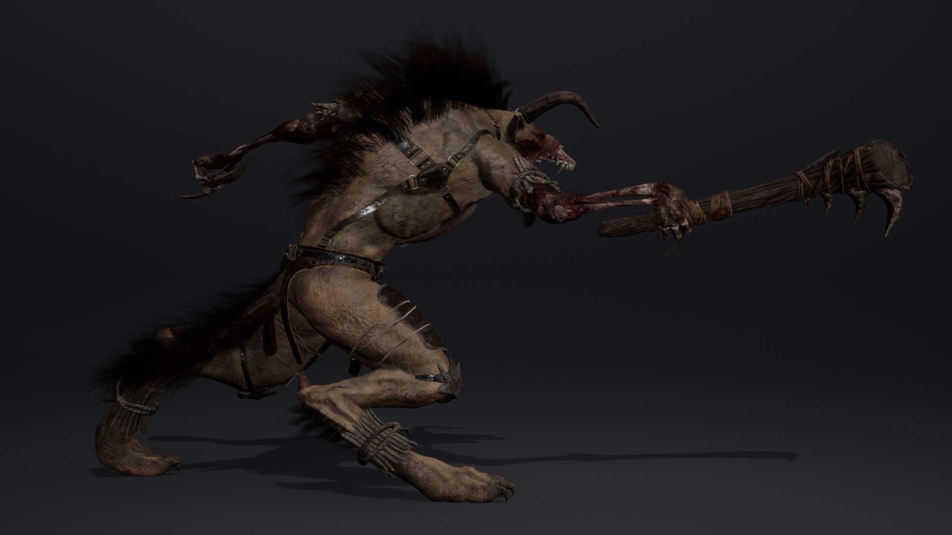 Shadow Barbar Damaged Low-poly 3D model_14