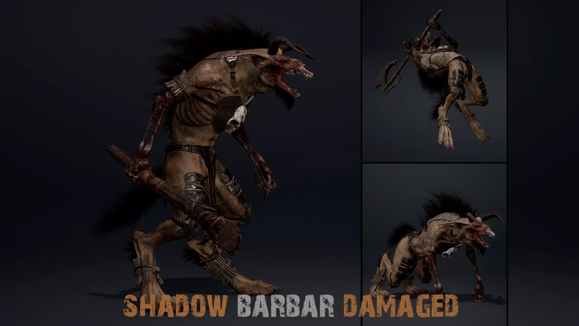 Shadow Barbar Damaged Low-poly 3D model_0