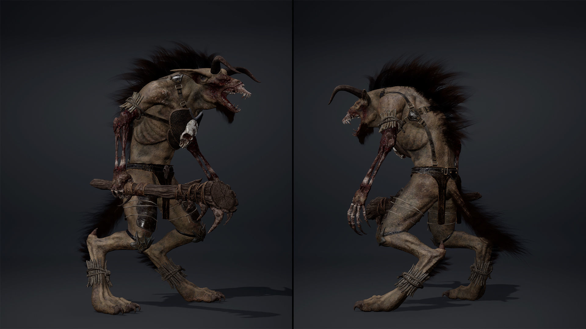 Shadow Barbar Damaged Low-poly 3D model_5