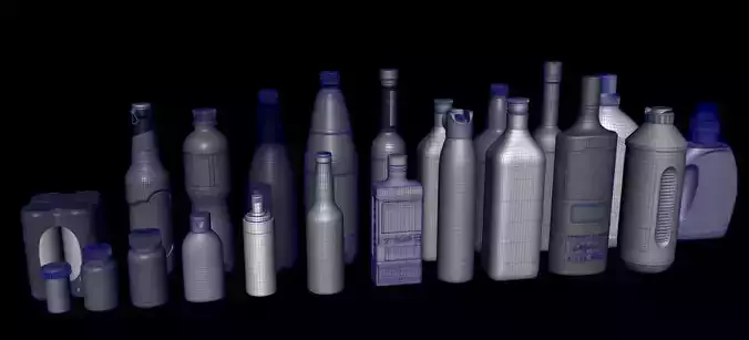 Bottles  Low-poly 3D model