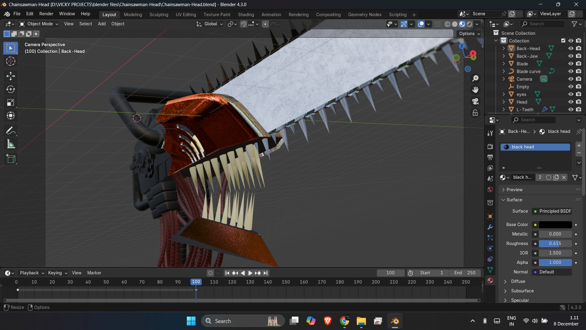 Chainsaw man Head 3d Model Low-poly 3D model_2