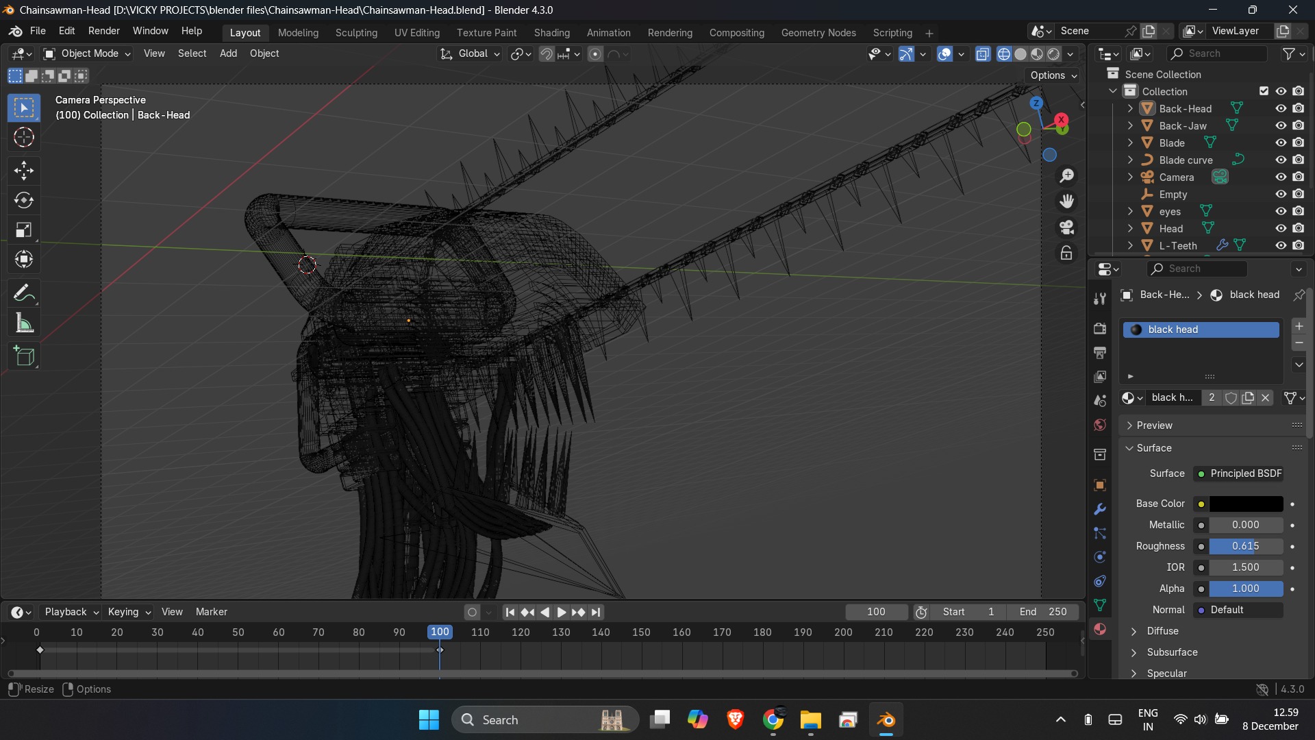 Chainsaw man Head 3d Model Low-poly 3D model_4