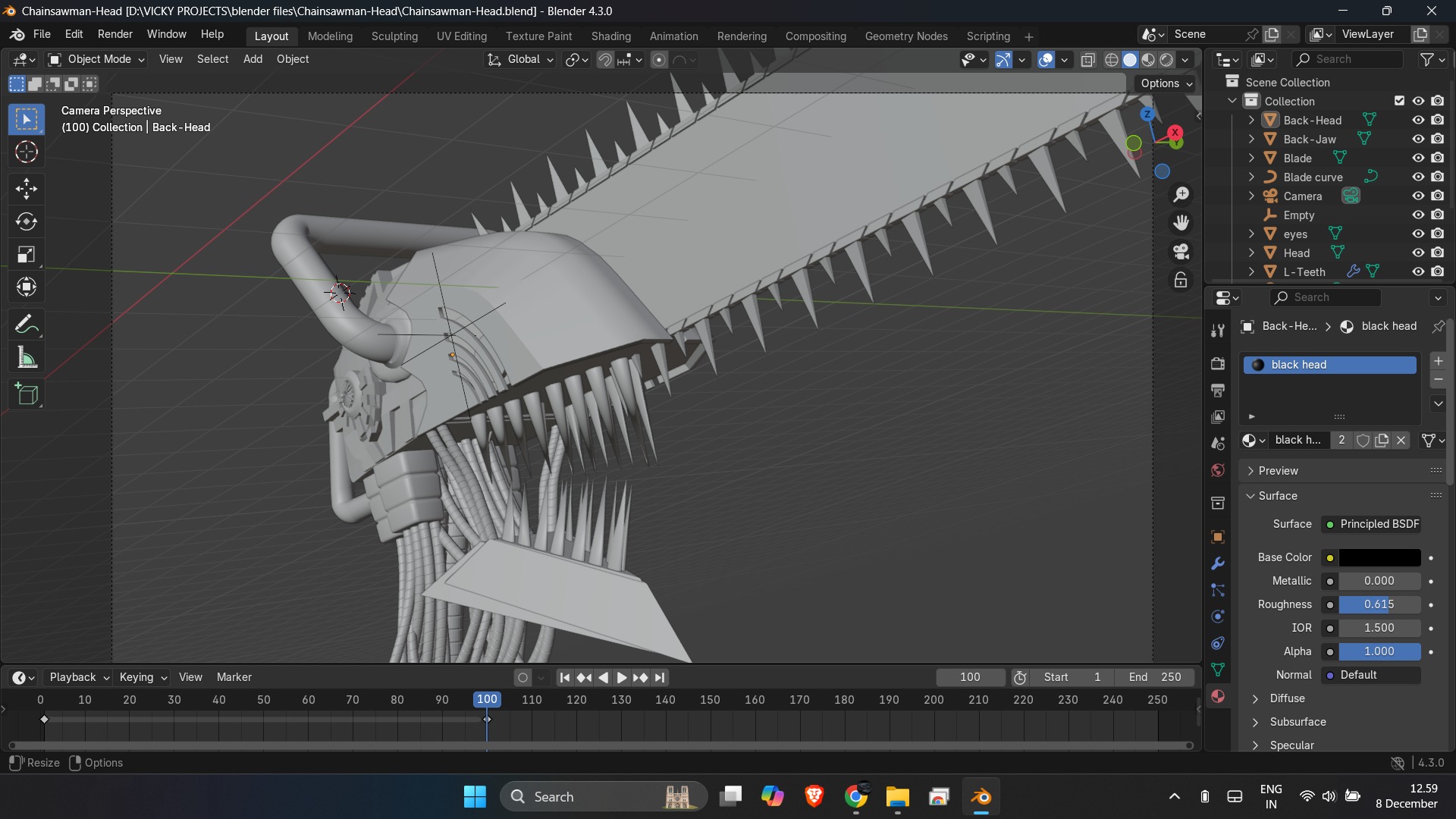 Chainsaw man Head 3d Model Low-poly 3D model_3