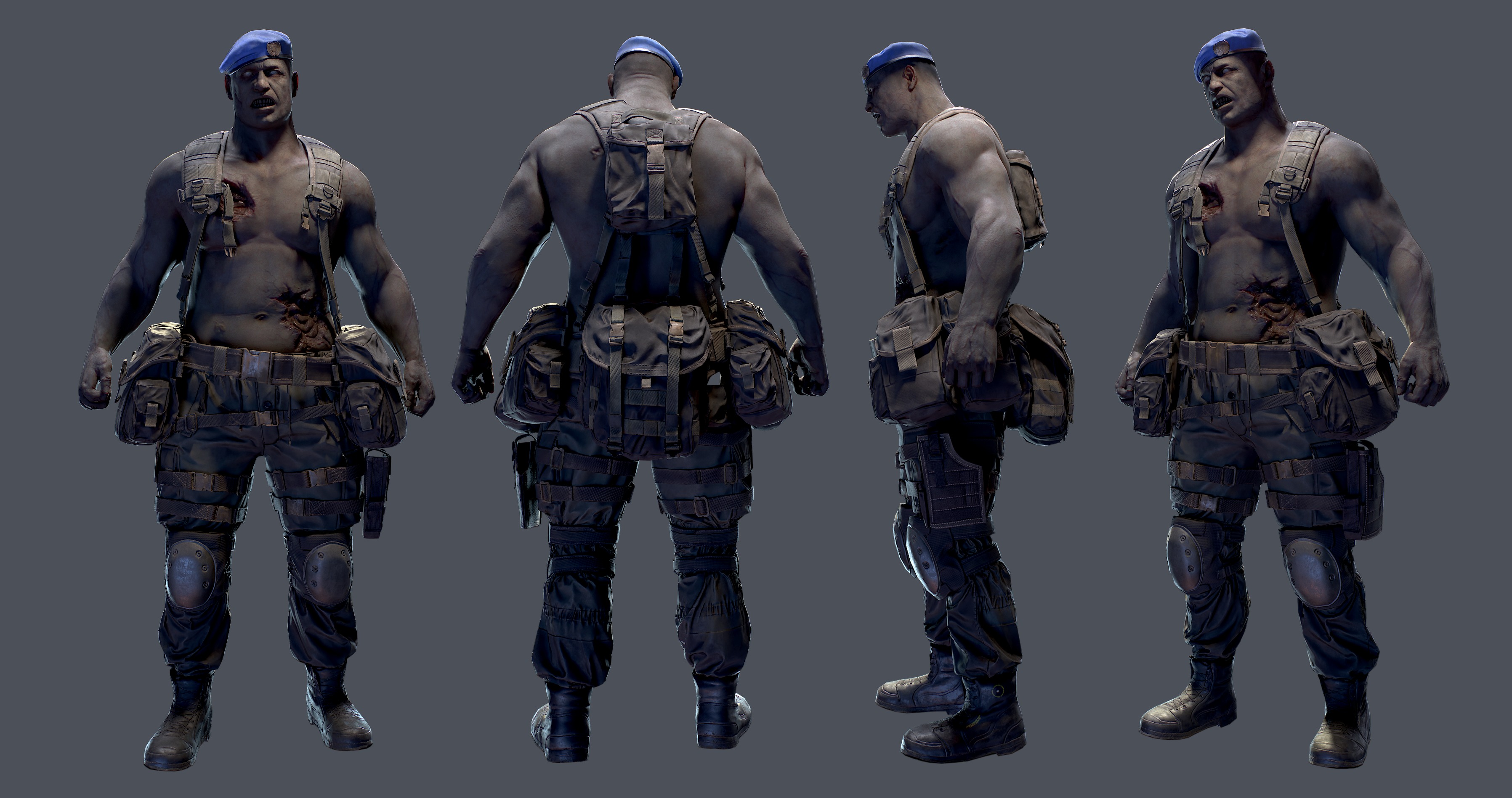 Zombie Soldier-Low-poly 3D game model Low-poly 3D model_1