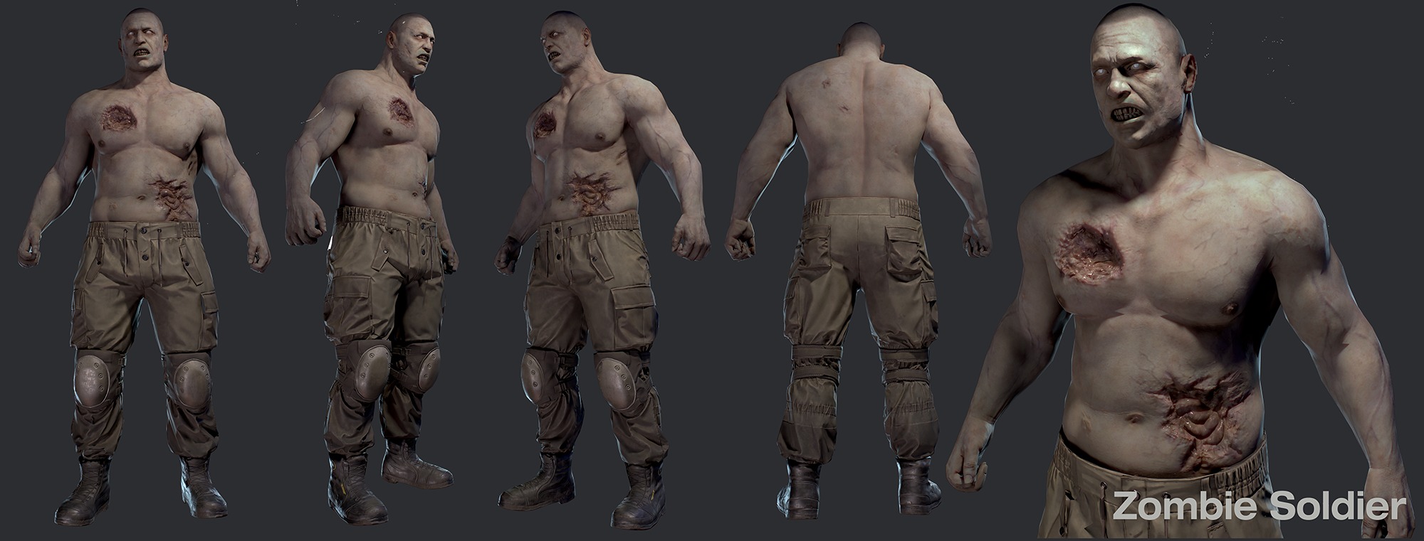 Zombie Soldier-Low-poly 3D game model Low-poly 3D model_2