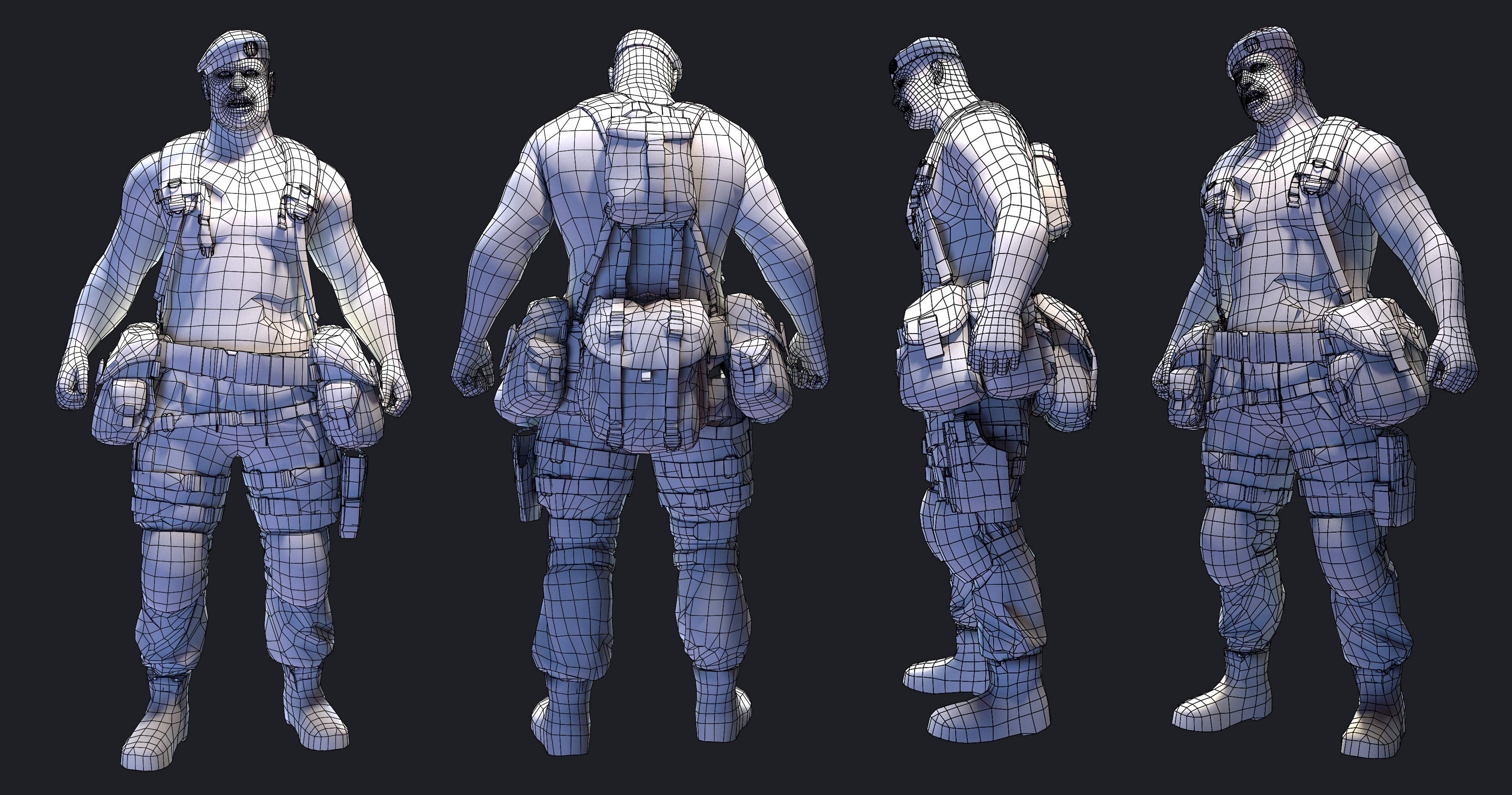 Zombie Soldier-Low-poly 3D game model Low-poly 3D model_3