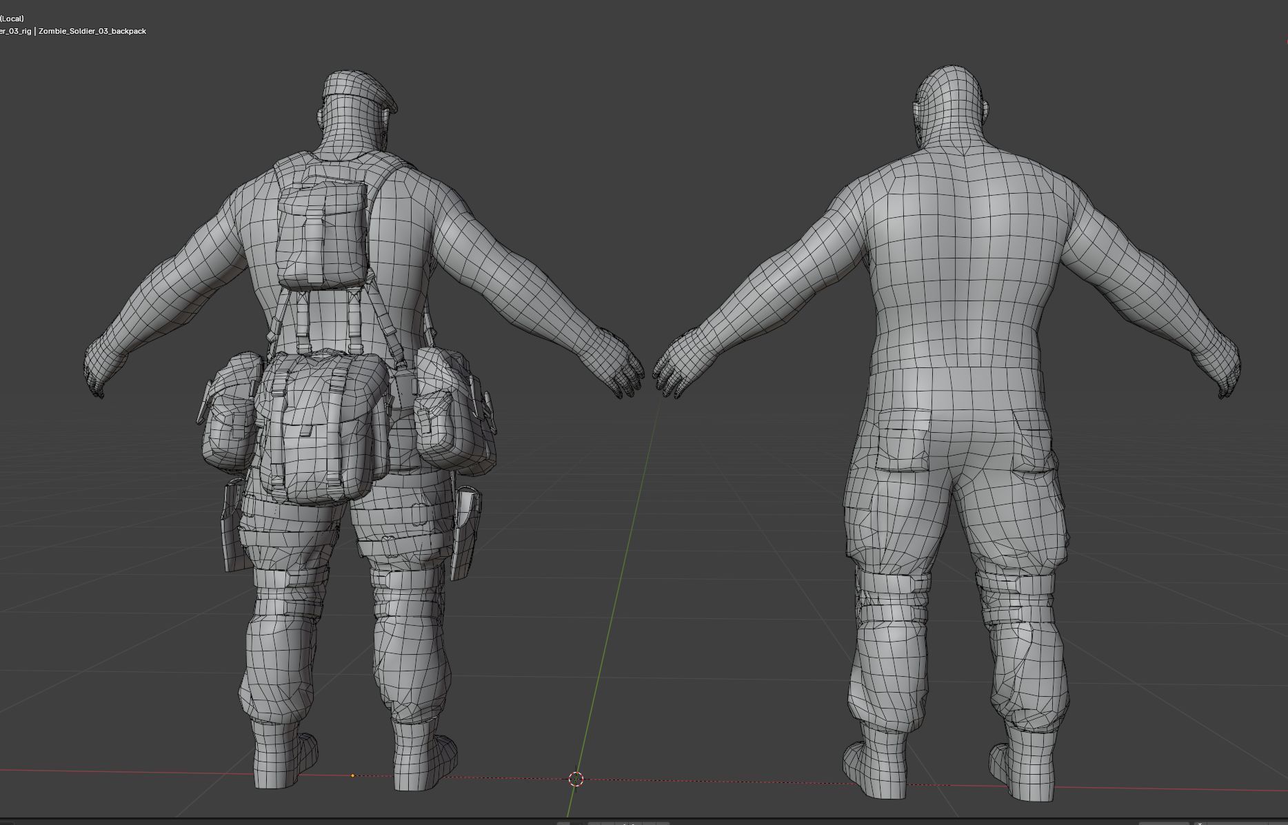 Zombie Soldier-Low-poly 3D game model Low-poly 3D model_7