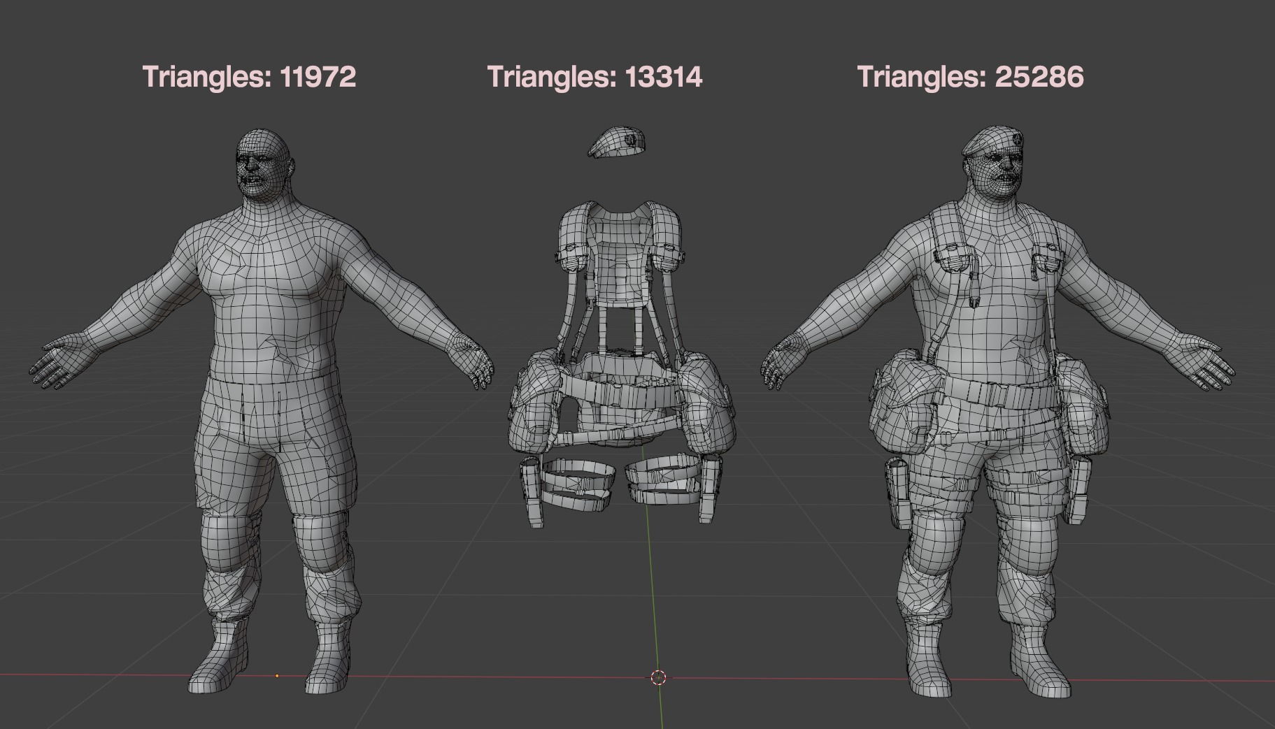 Zombie Soldier-Low-poly 3D game model Low-poly 3D model_4