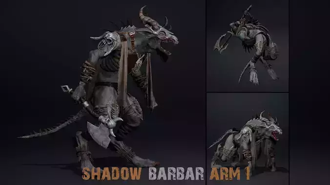 Shadow Barbar Arm1 Low-poly 3D model