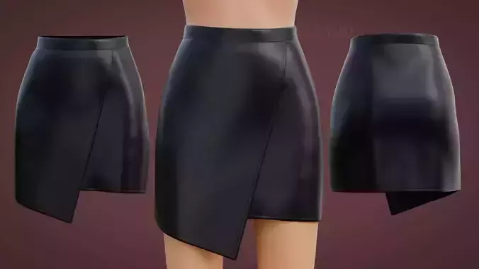 Asymmetrical Leather Mini Skirt