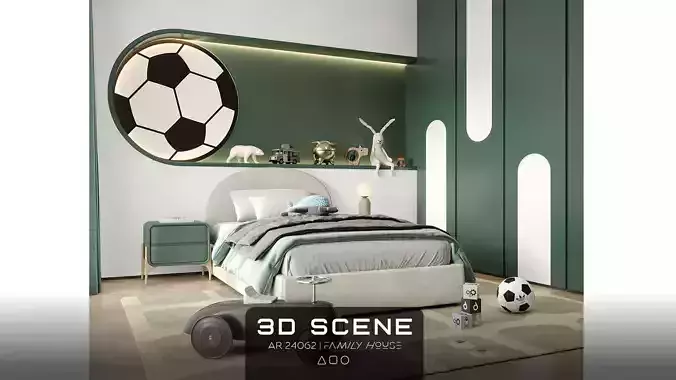 AR-24062 Family House - Kid Bedroom 3D Scene 3D model