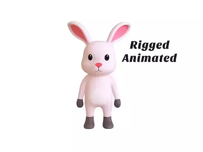 High-Quality 3D Cute Rabbit - Animated for Games Low-poly 3D model