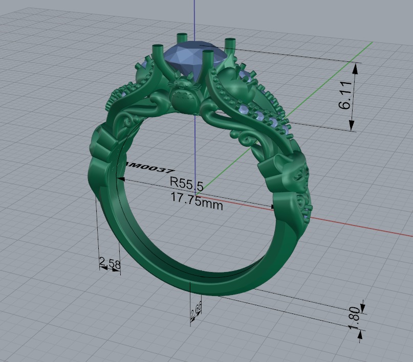 Luxury ring with cat 3D print model_9