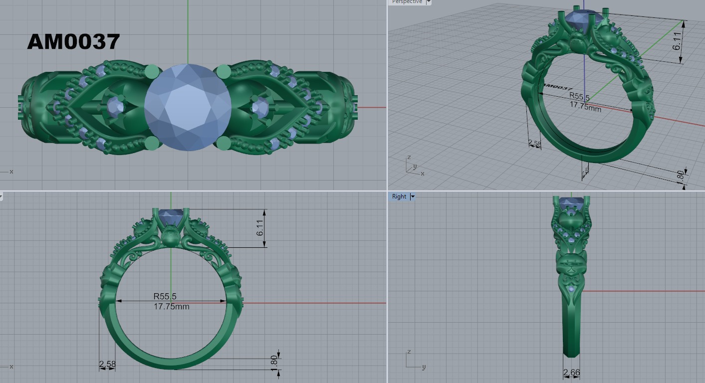 Luxury ring with cat 3D print model_1