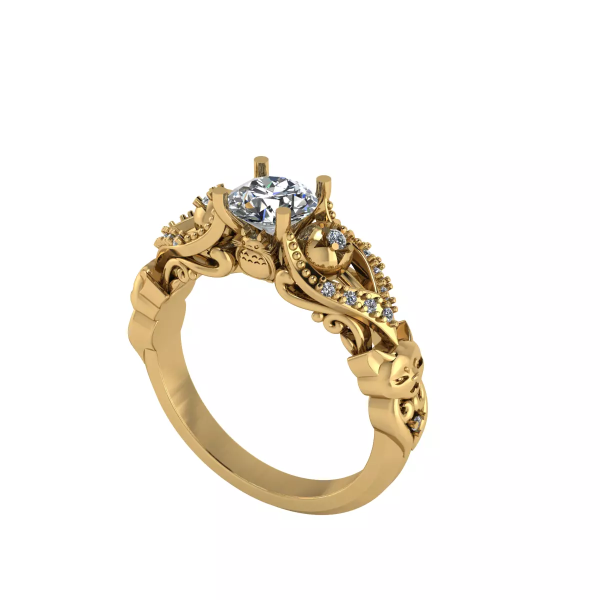 Luxury ring with cat 3D print model_0