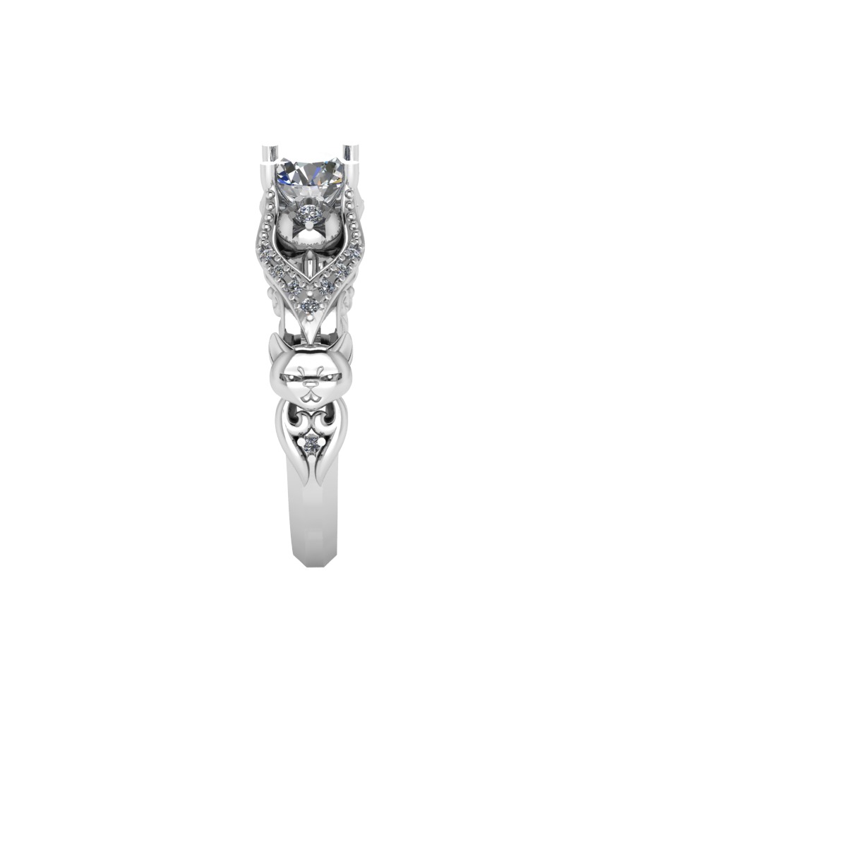 Luxury ring with cat 3D print model_6