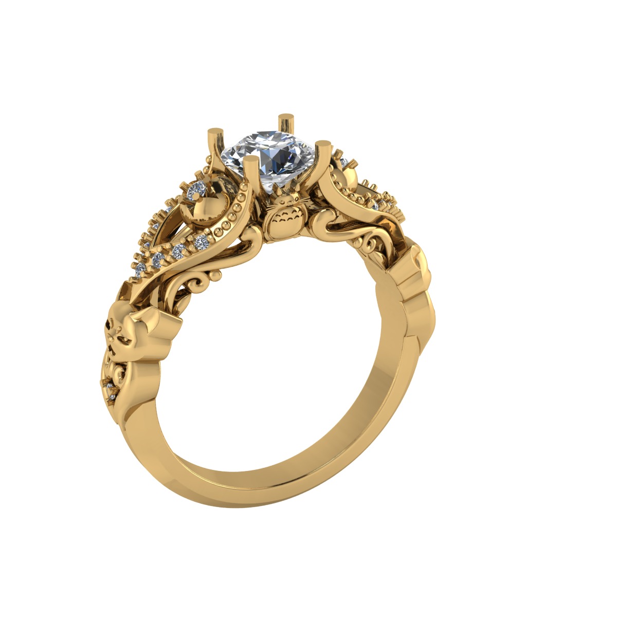 Luxury ring with cat 3D print model_3